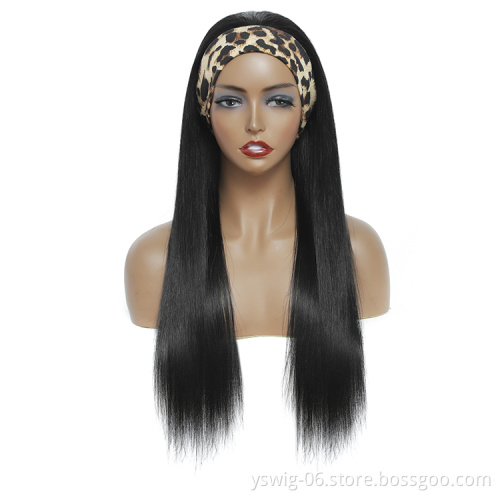 2021 Hot Sale Silky Straight Headband Wig for Black Women Human Hair None Lace Machine Made Wigs